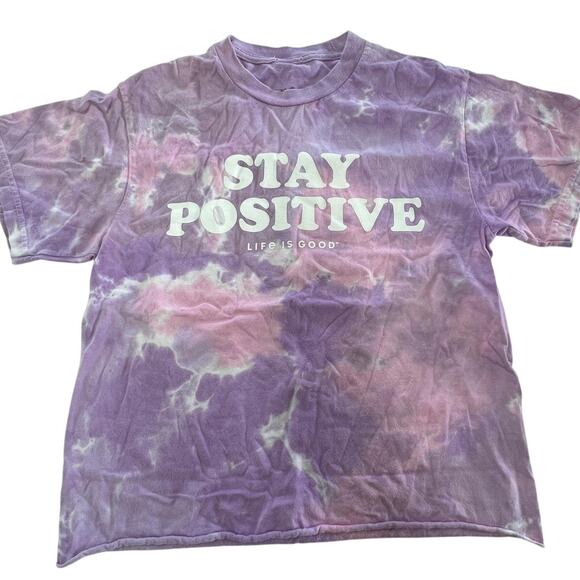 Life Is Good Tops - Life Is Good Shirt Womens Small Purple Tie Dye Stay Positive Graphic Tee Cotton